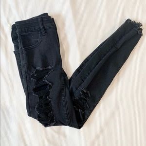 American Eagle Distressed Black High-Rise Jeggings